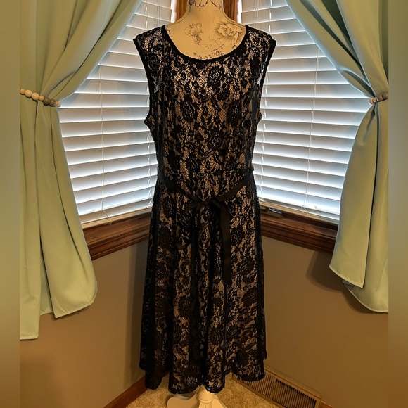 PinkBlush Lace Overlay Tie Accent Maternity Dress - Picture 2 of 9